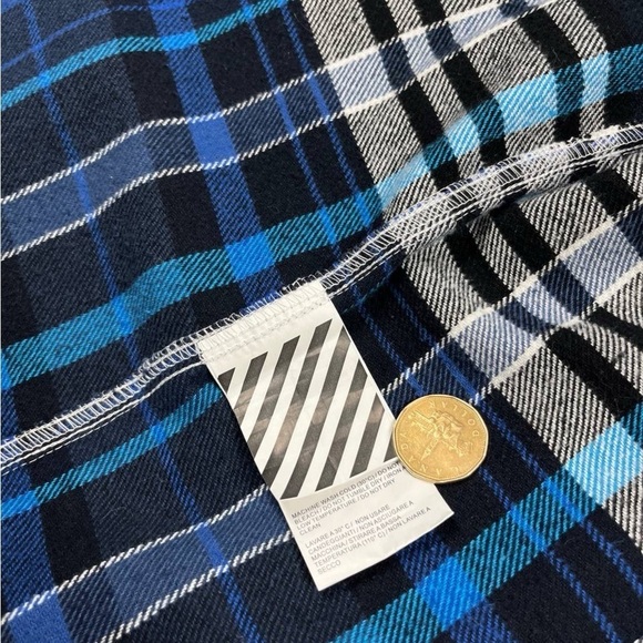 OFF WHITE INCOMPIUTO MARINA DE SILVA BLUE FLANNEL SHIRT M SIZE - Picture 4 of 6